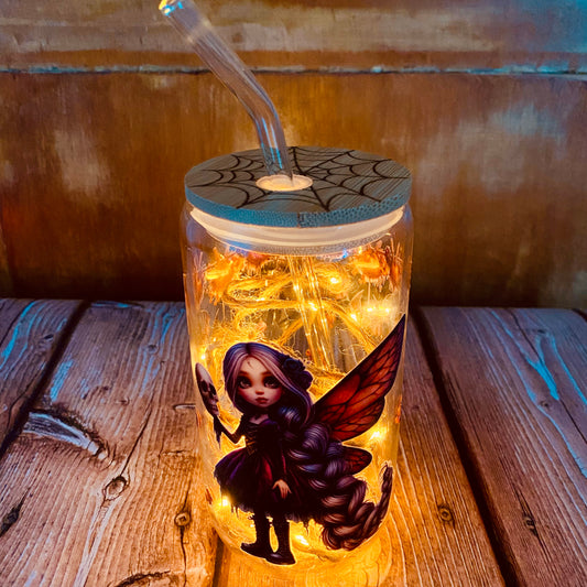 Verre avec paille en borosilicate 500 ml | Édition Féérique Halloween | Grav' & Vous