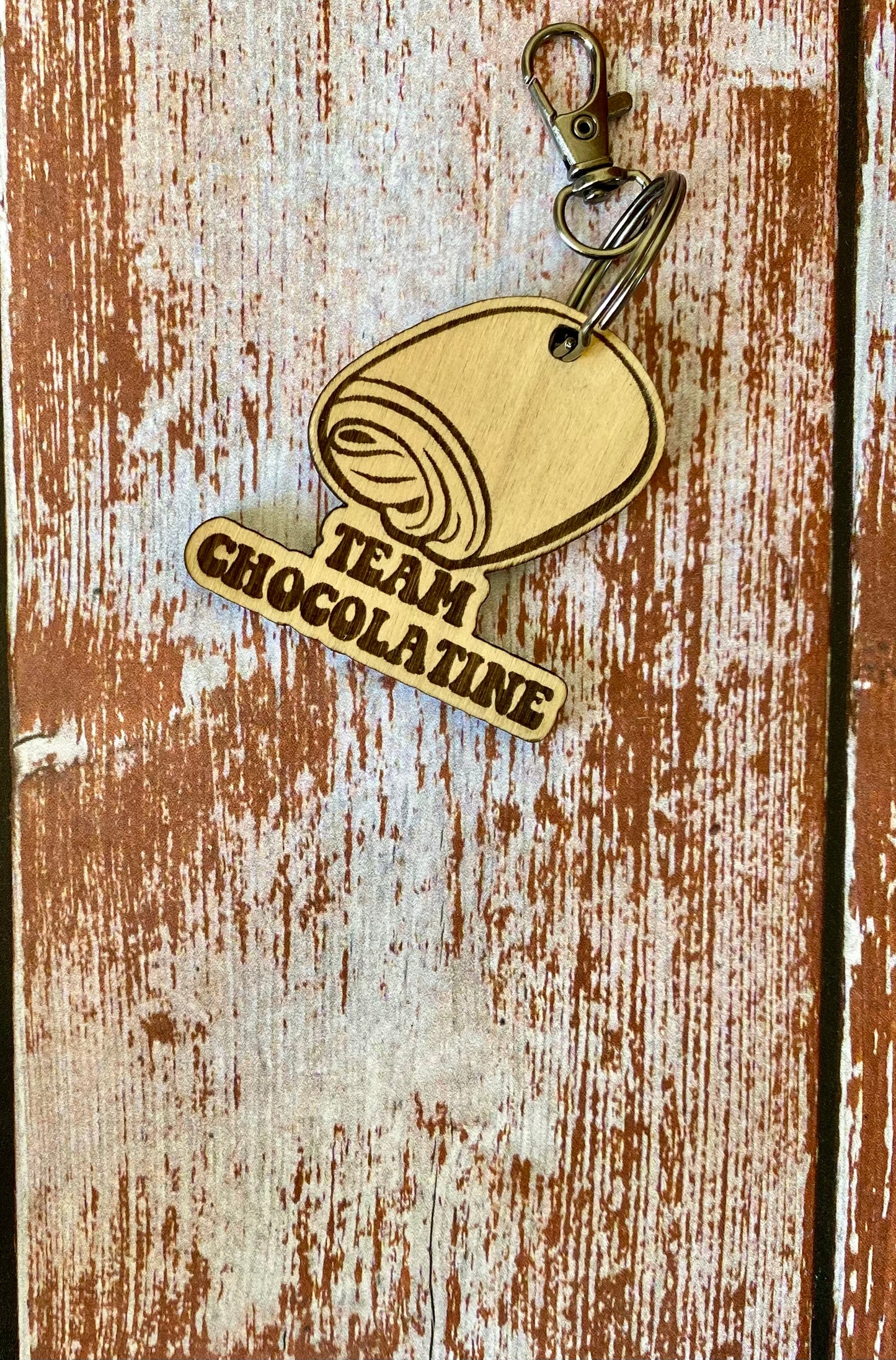 Porte-clés TEAM CHOCOLATINE Personnalisé | Cadeau Gourmand Bois Gravé | Grav' & Vous