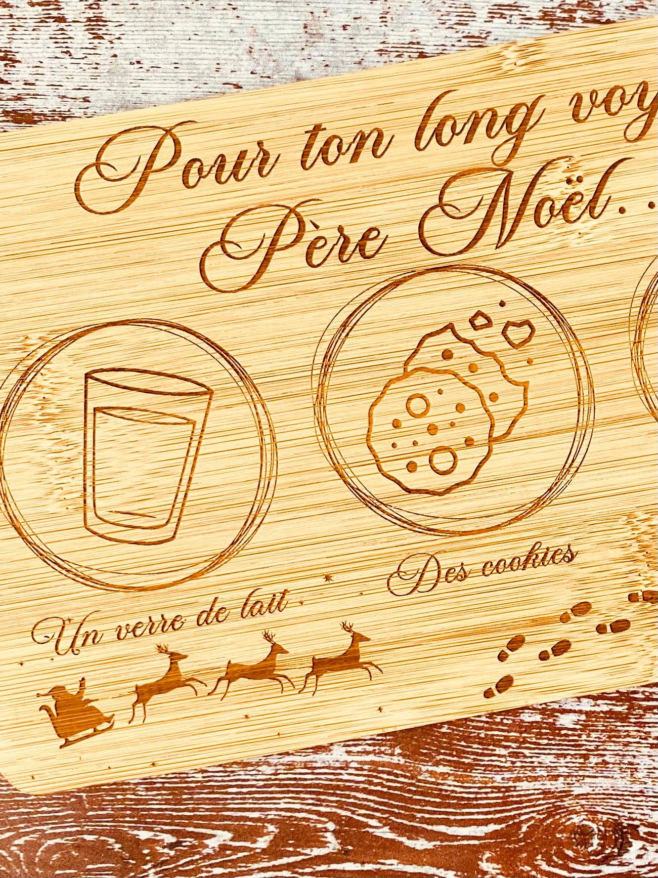 NOËL | Planche de Noël pour le Père Noël – Gravée au Laser | Grav' & Vous