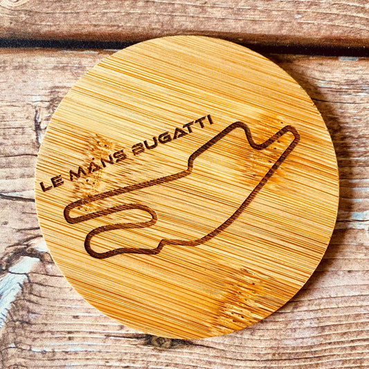 Dessous de verre bambou « Le Mans Bugatti » (lot de 4) | Gravé au laser | Grav' & Vous