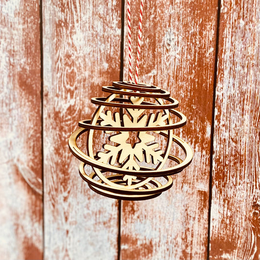 NOËL | Boule de Noël Spirale en Bois | Flocon | Grav' & Vous