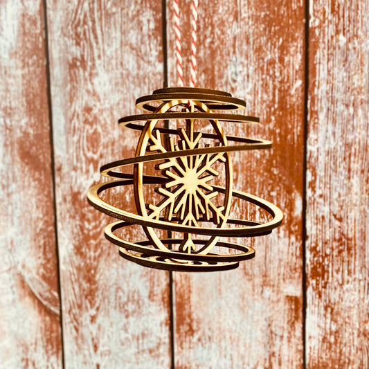 NOËL | Boule de Noël Spirale en Bois | Flocon 2 | Grav' & Vous