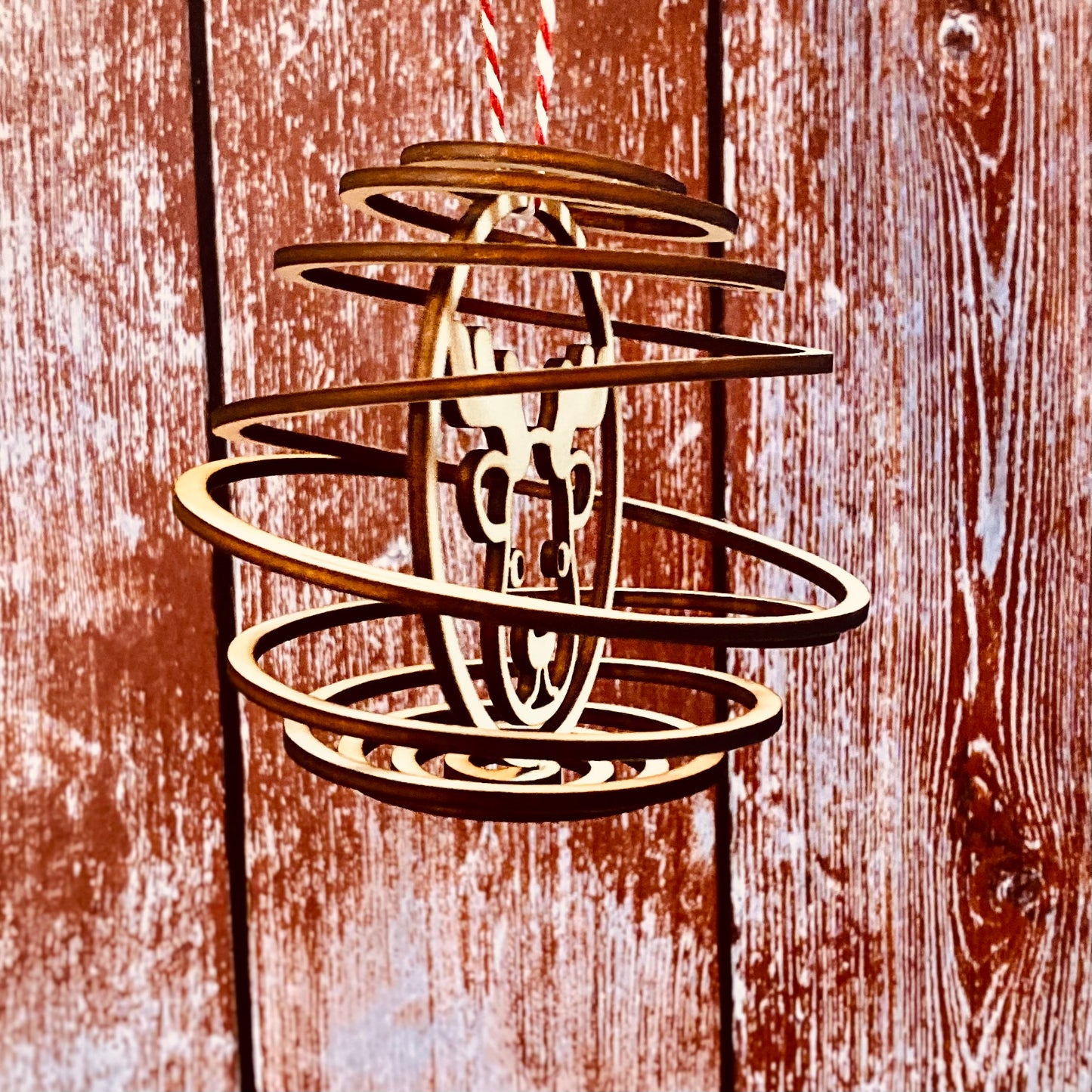 NOËL | Boule de Noël Spirale en Bois | Renne du Père Noël | Grav' & Vous