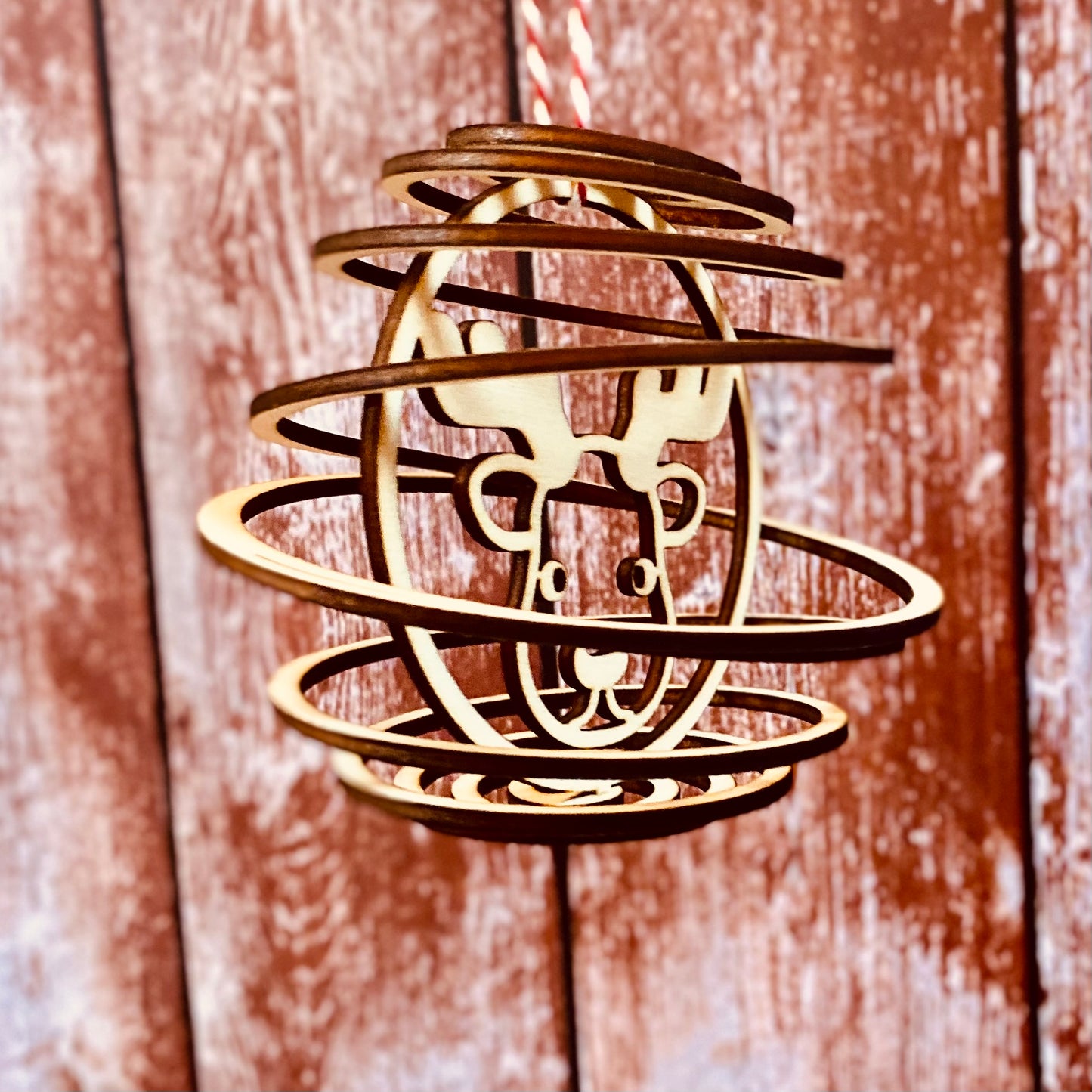NOËL | Boule de Noël Spirale en Bois | Renne du Père Noël | Grav' & Vous