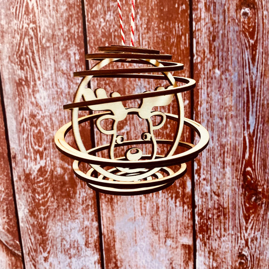 NOËL | Boule de Noël Spirale en Bois | Renne du Père Noël | Grav' & Vous