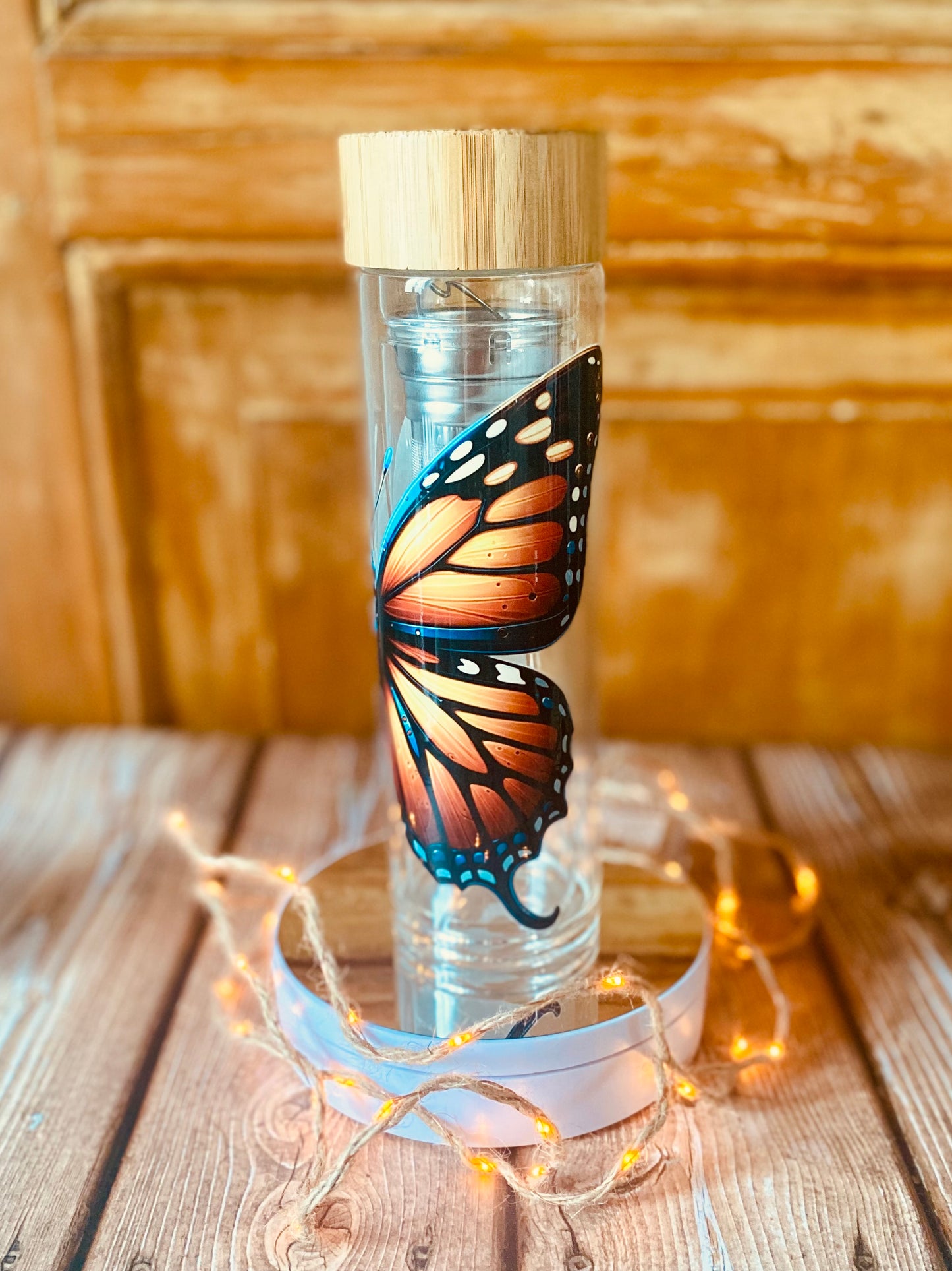 Bouteille à thé double paroi 330 ml | Édition Papillon Steampunk | Grav' & Vous