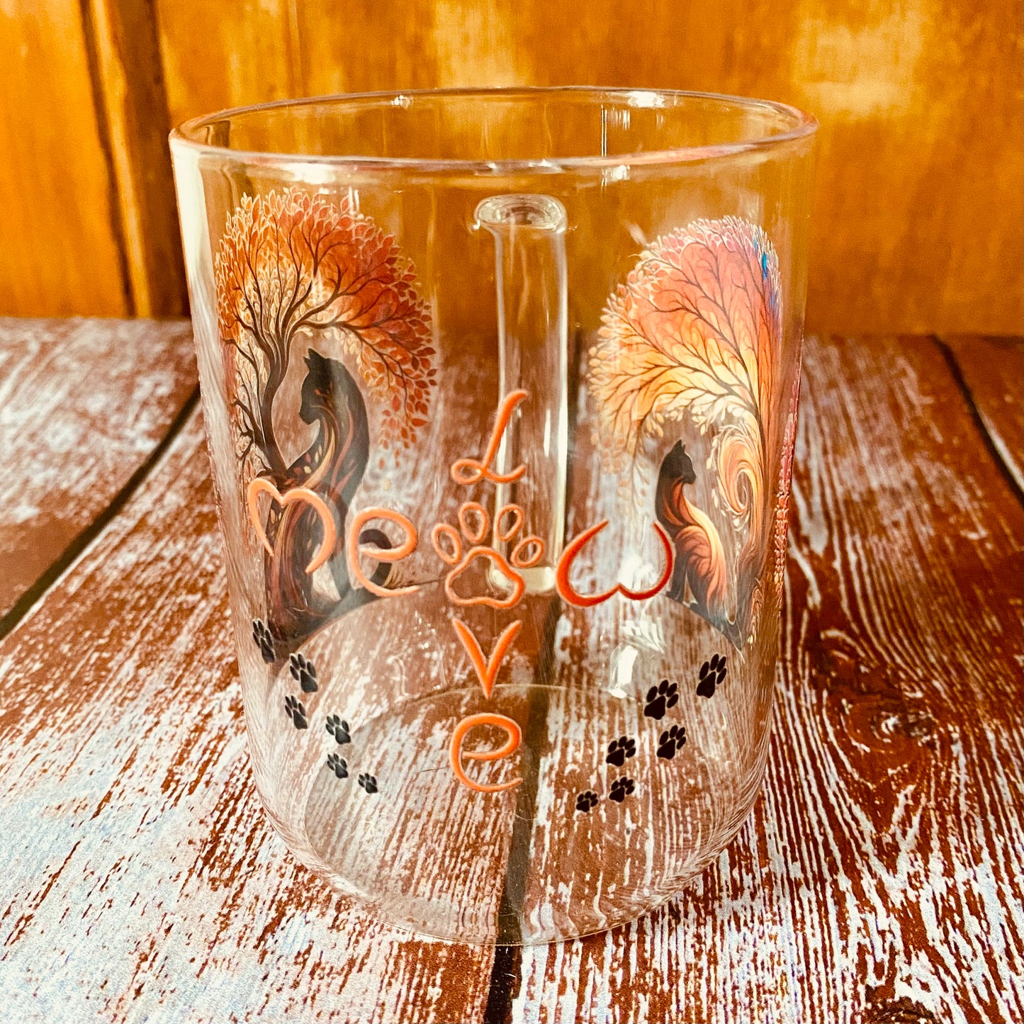 Tasse en Verre Borosilicate | Design Arbre chat (350 ml) | Grav' & Vous