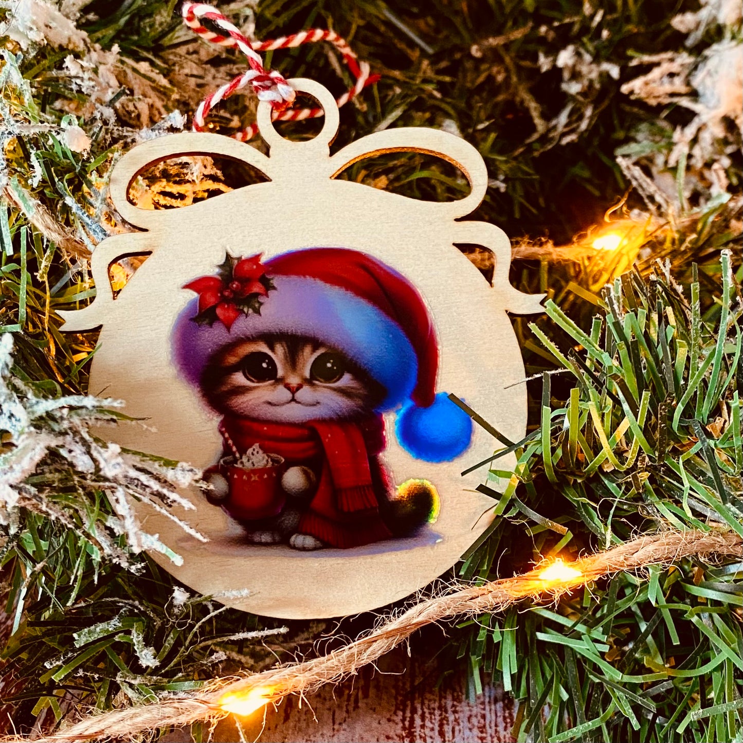 NOËL | Boule de Noël en bois | Holographique ☕🎄 | Grav' & Vous