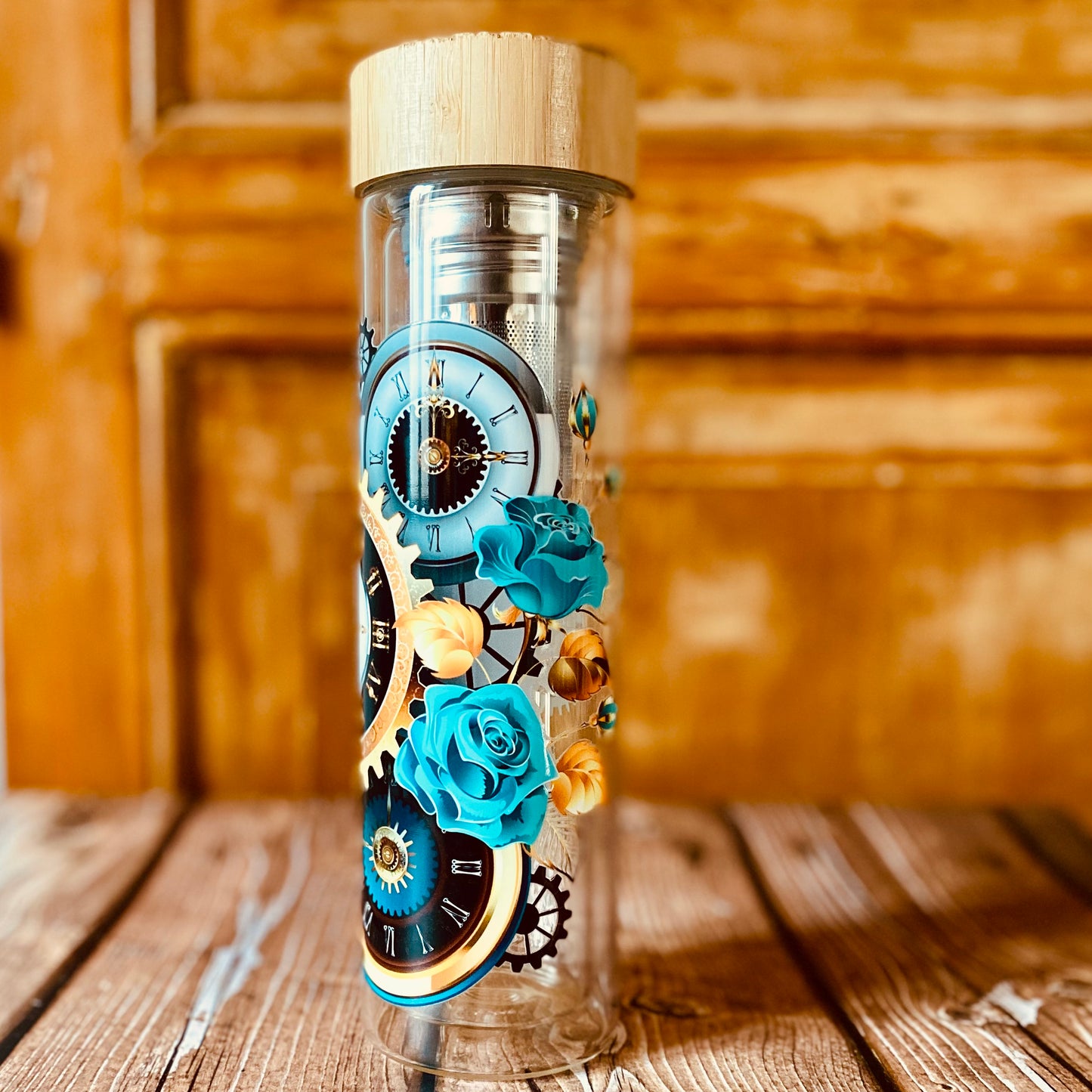 Bouteille à thé double paroi 450 ml | Édition Steampunk | Grav' & Vous