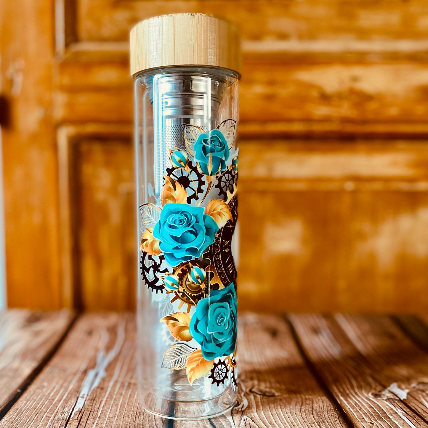 Bouteille à thé double paroi 450 ml | Édition Steampunk | Grav' & Vous