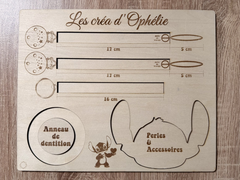 Planche Gabarit | Attaches-Tétine, Anneau de dentition & Porte-Clefs | Grav' & Vous