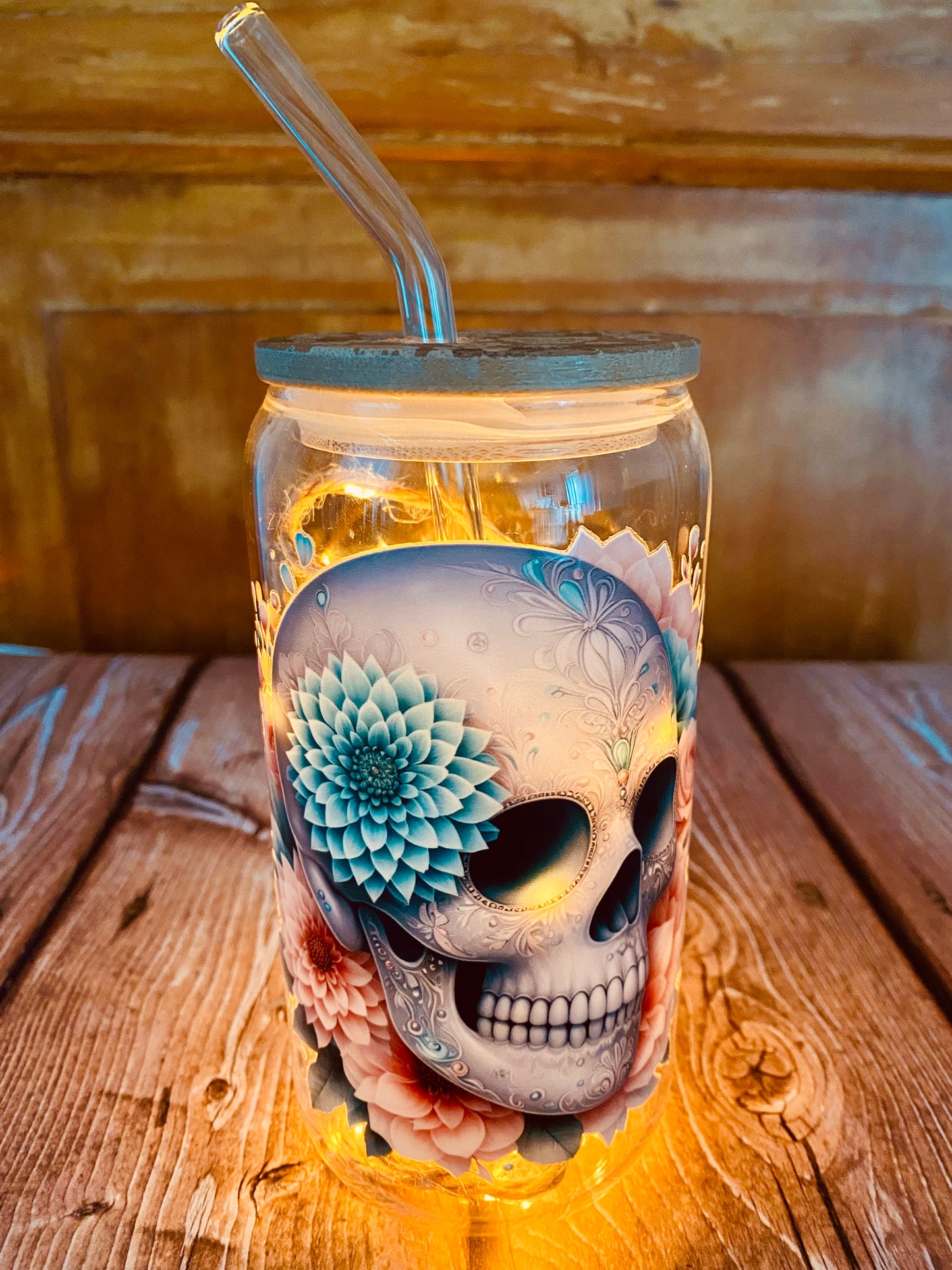 Verre avec paille en borosilicate 500 ml | Édition Calavera | Grav' & Vous