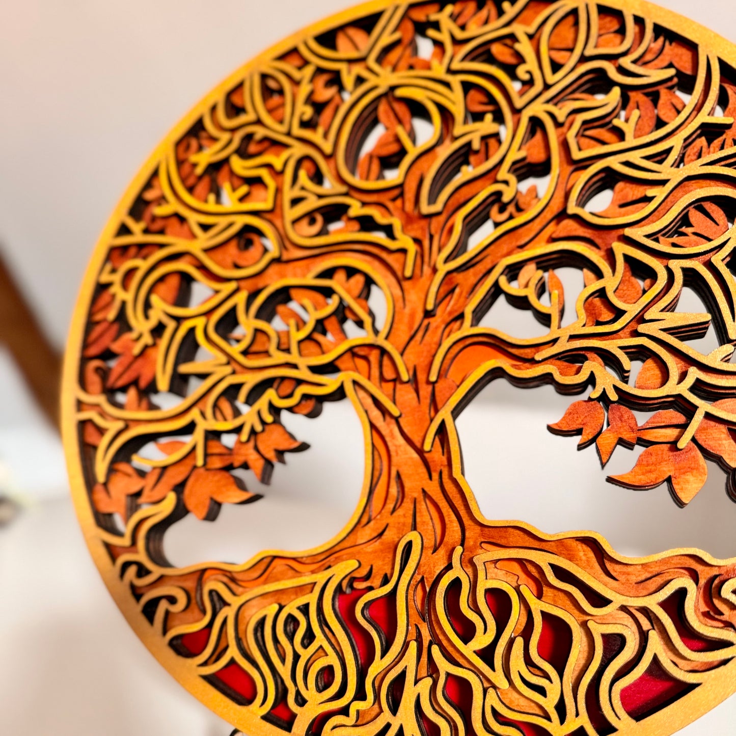 Arbre de Vie en bois 4 couches | Modèle unique peint à la main | Grav' & Vous