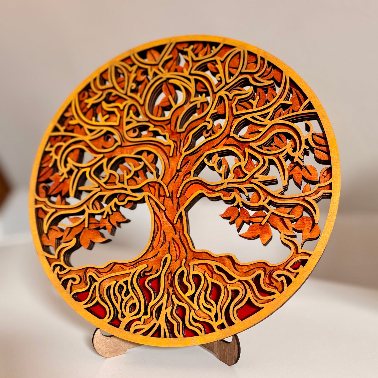 Arbre de Vie en bois 4 couches | Modèle unique peint à la main | Grav' & Vous