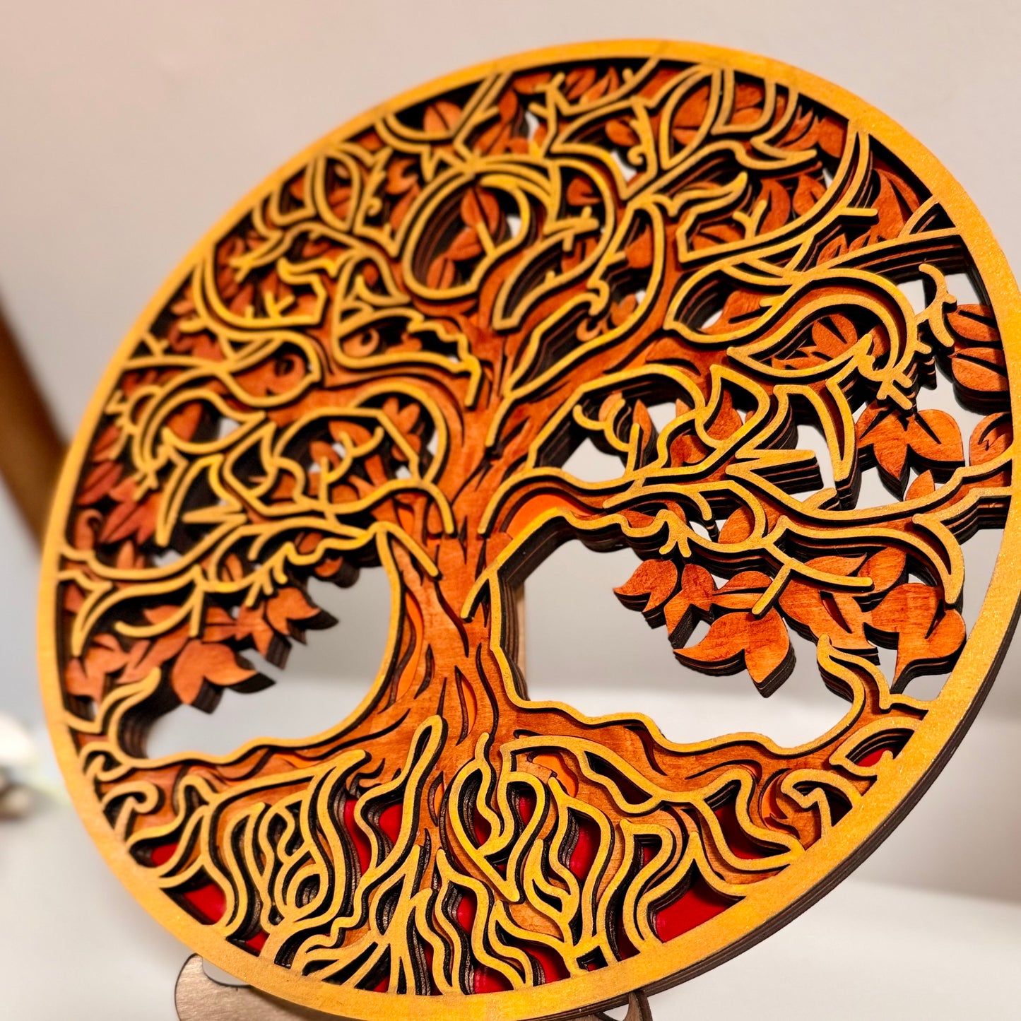 Arbre de Vie en bois 4 couches | Modèle unique peint à la main | Grav' & Vous