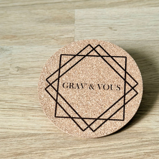 Dessous de verre personnalisés en liège – Gravure laser