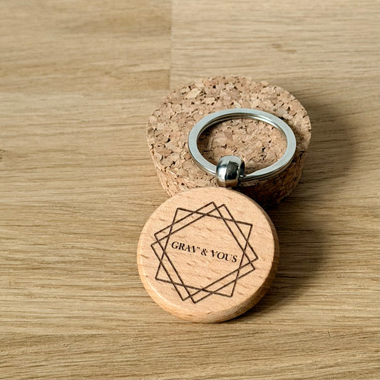 Porte-clés rond en bois | Personnalisable | Grav' & Vous