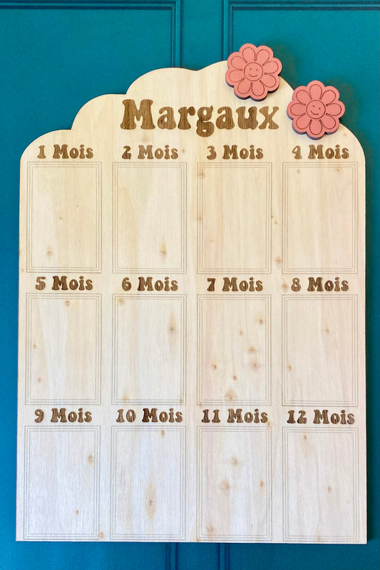 Pancarte Photos | Suivi des 12 Premiers Mois de Bébé | Grav' & Vous