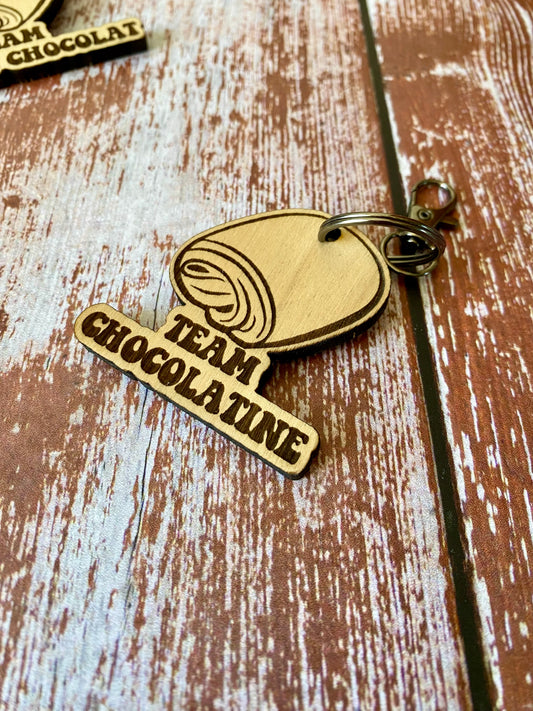 Porte-clés TEAM CHOCOLATINE Personnalisé | Cadeau Gourmand Bois Gravé | Grav' & Vous