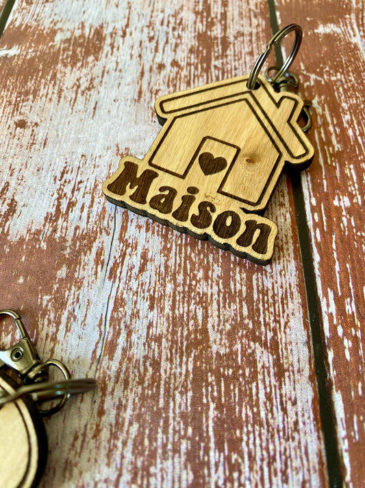 Porte-clés Maison Personnalisé | Cadeau Bois Gravé | Grav' & Vous
