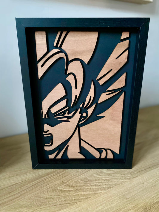 Portrait Manga Goku | Art mural en bois | Grav' & Vous