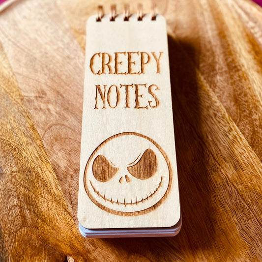 Bloc-notes Creepy Notes  – Bois gravé | Grav' & Vous