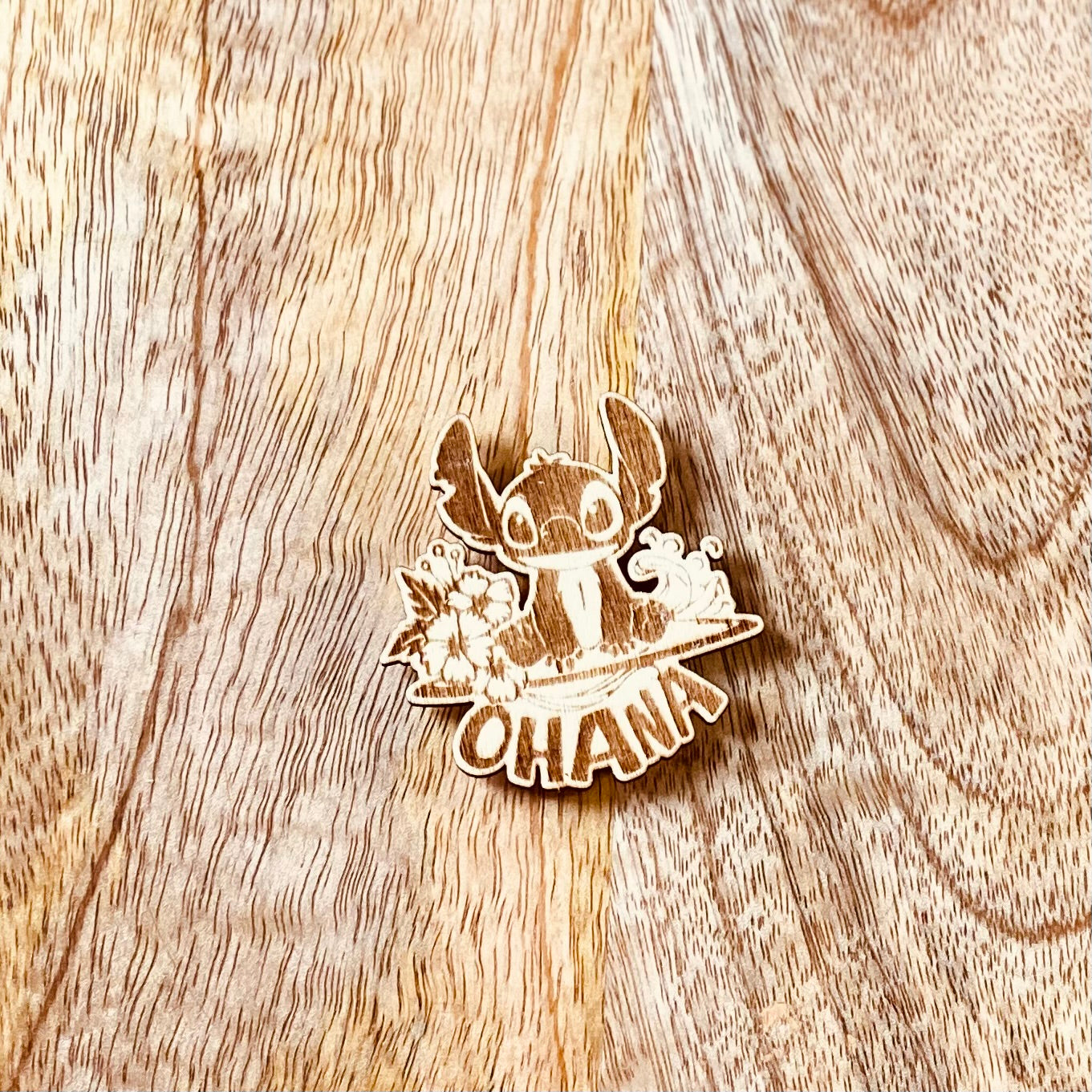Magnet en bois gravé | Stitch Ohana | Grav' & Vous