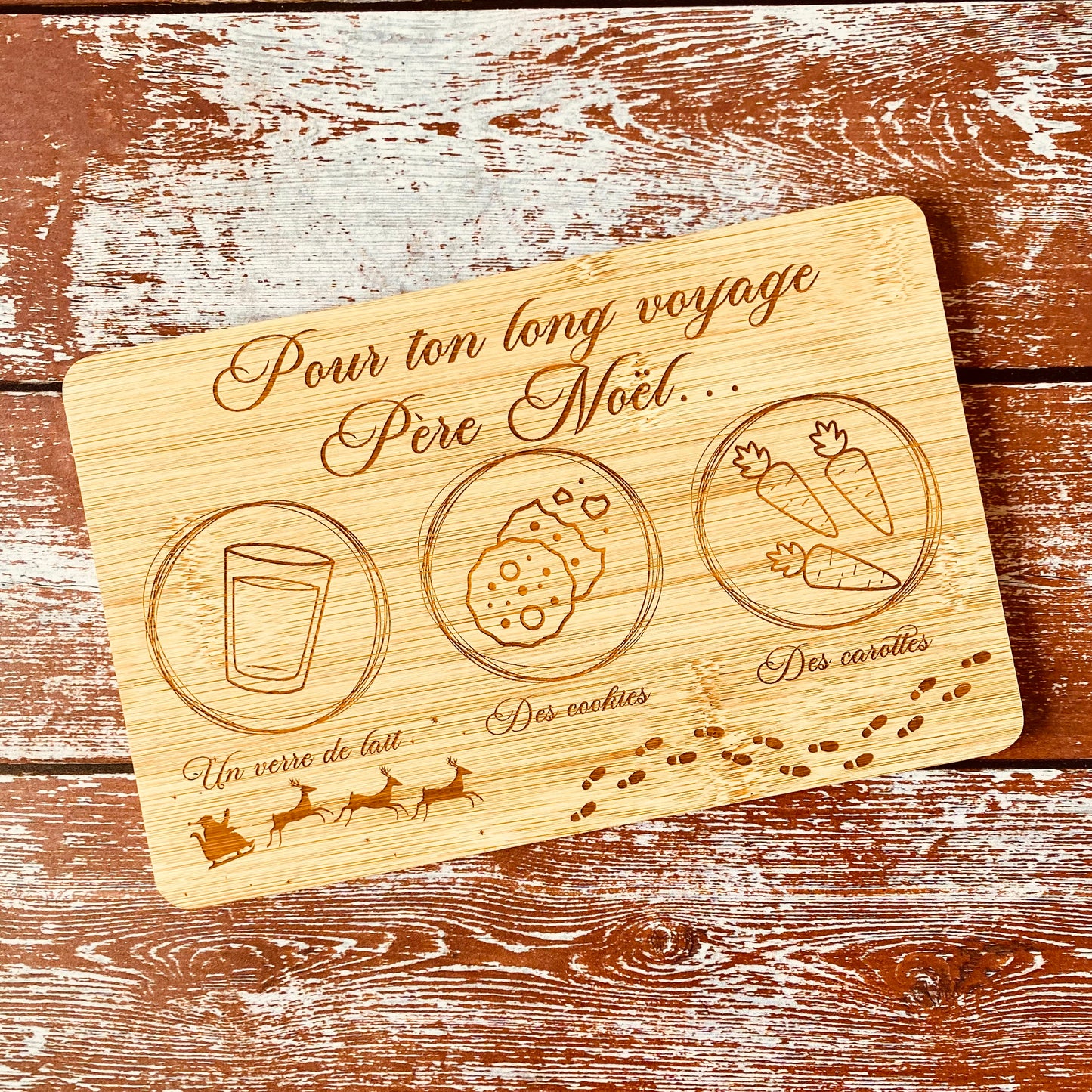 NOËL | Planche de Noël pour le Père Noël – Gravée au Laser | Grav' & Vous