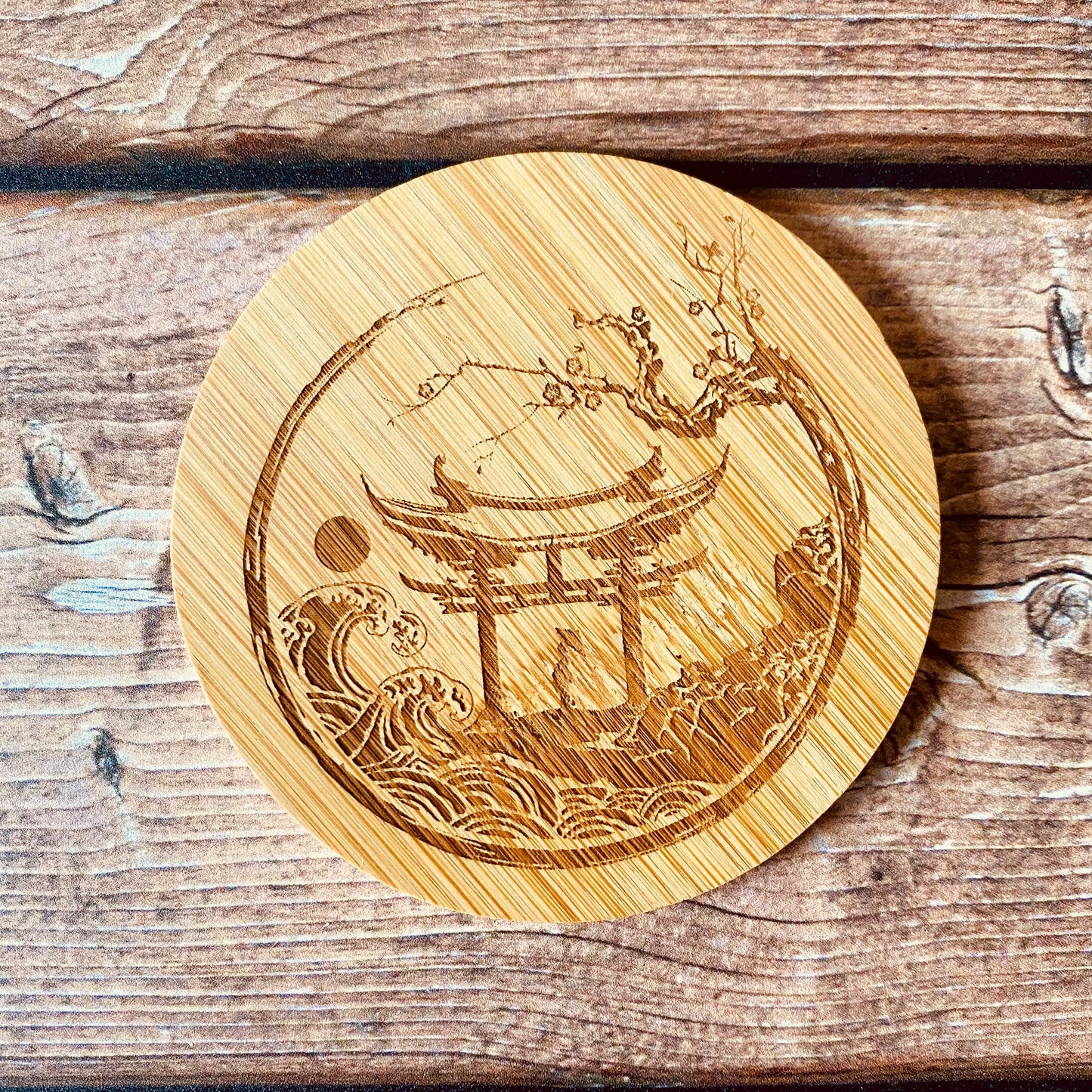 Dessous de verres bambou "Japon" | Gravé au laser | Grav' & Vous