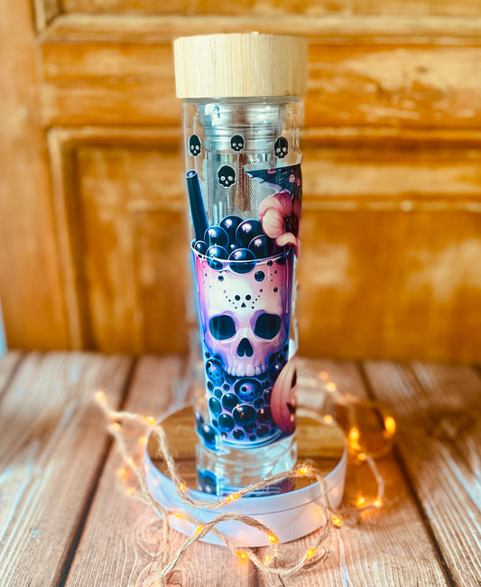 Bouteille à thé double paroi 450 ml | Édition Skull Bubble Tea | Grav' & Vous