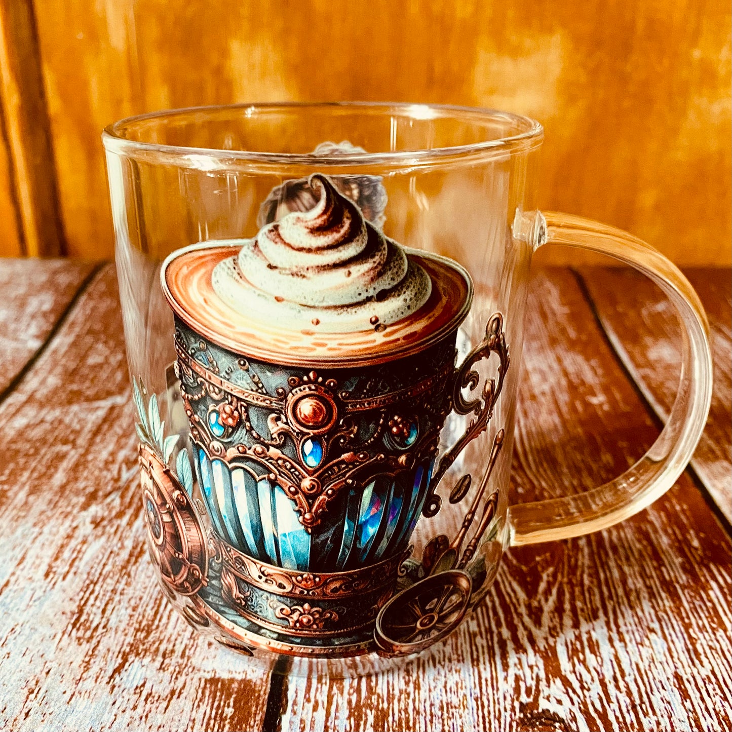 Tasse en Verre Borosilicate | Design Steampunk (350 ml) | Grav' & Vous