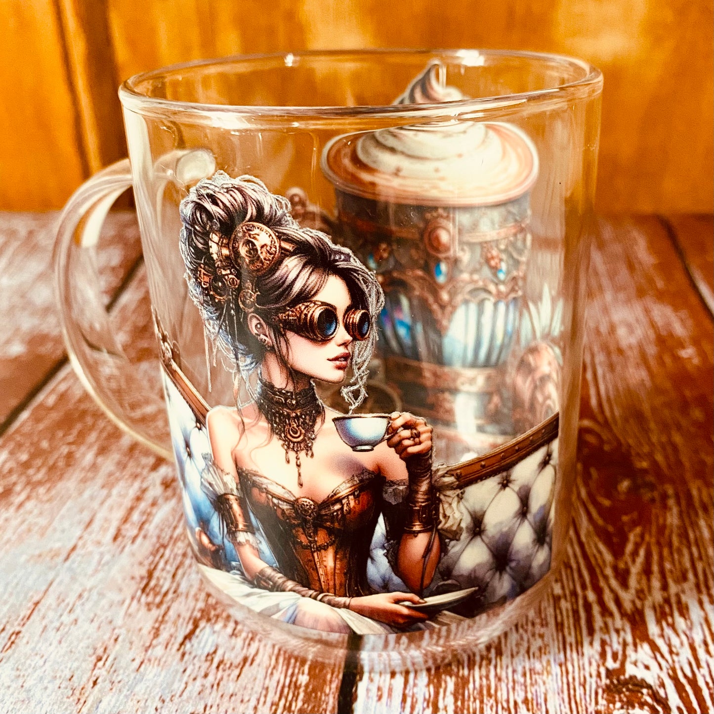 Tasse en Verre Borosilicate | Design Steampunk (350 ml) | Grav' & Vous