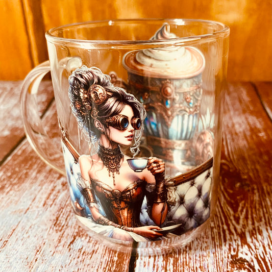 Tasse en Verre Borosilicate | Design Steampunk (350 ml) | Grav' & Vous