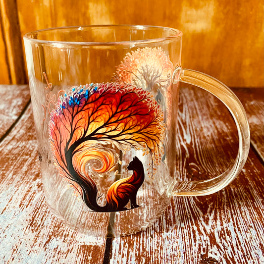 Tasse en Verre Borosilicate | Design Arbre chat (350 ml) | Grav' & Vous