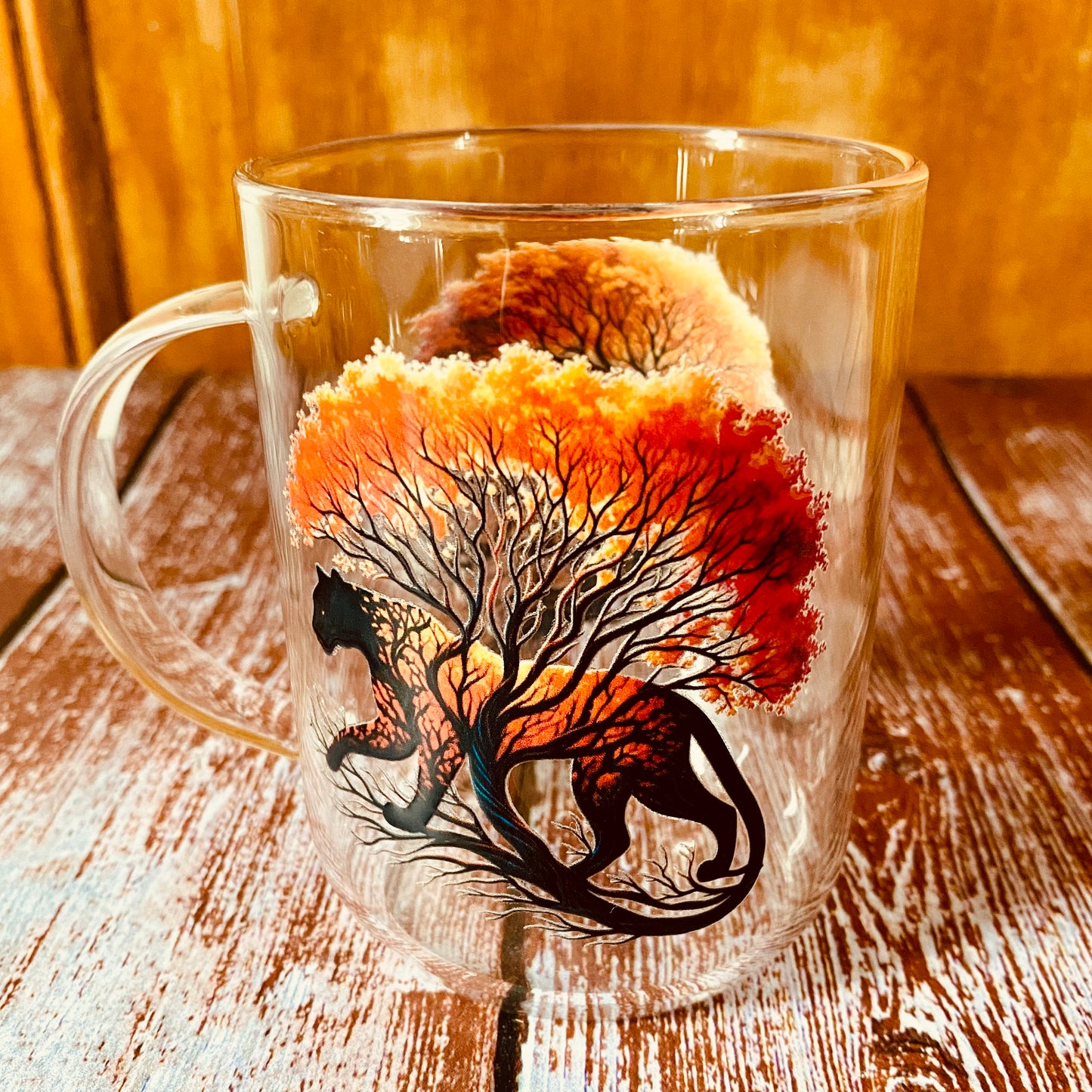 Tasse en Verre Borosilicate | Design panthère chat (350 ml) | Grav' & Vous