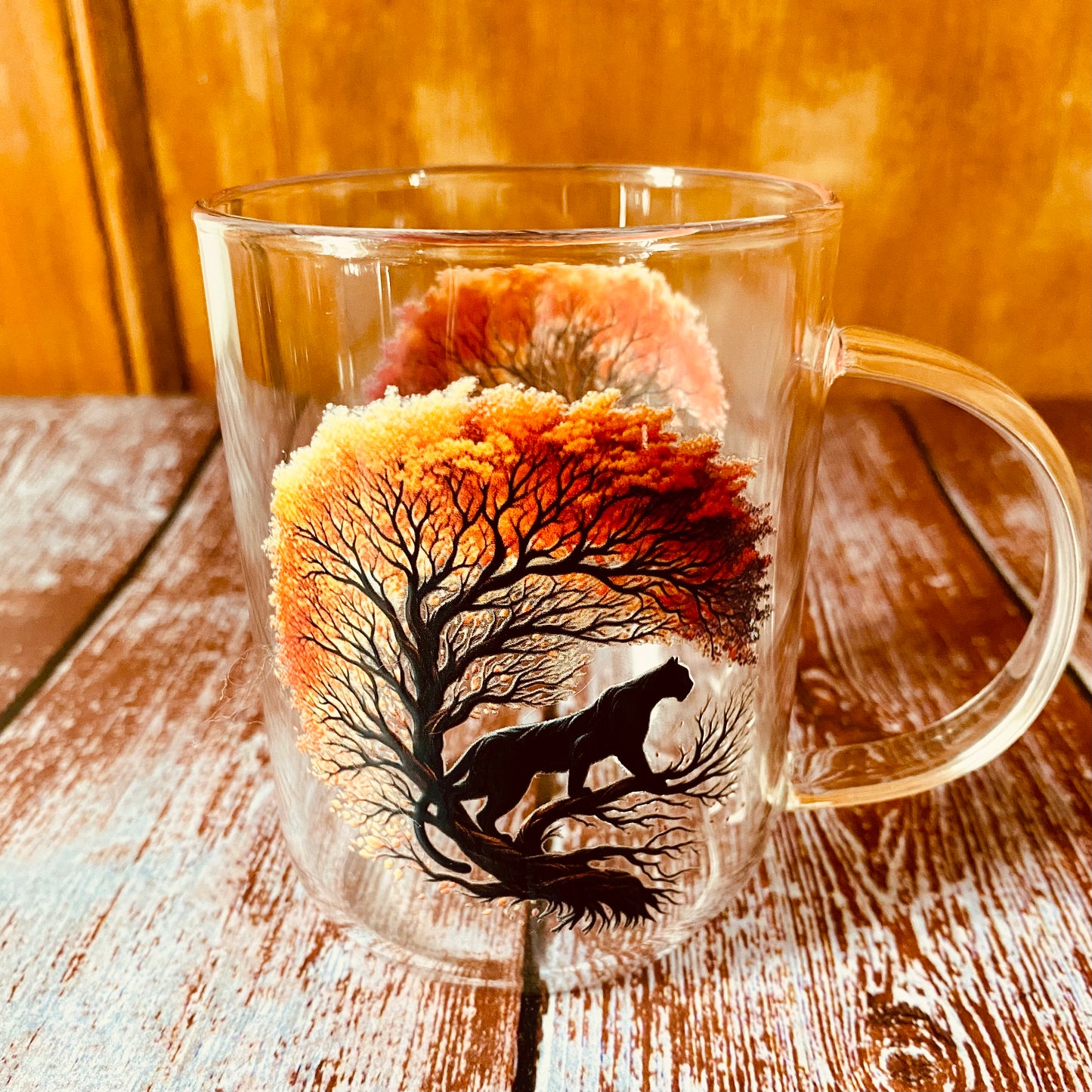 Tasse en Verre Borosilicate | Design panthère chat (350 ml) | Grav' & Vous