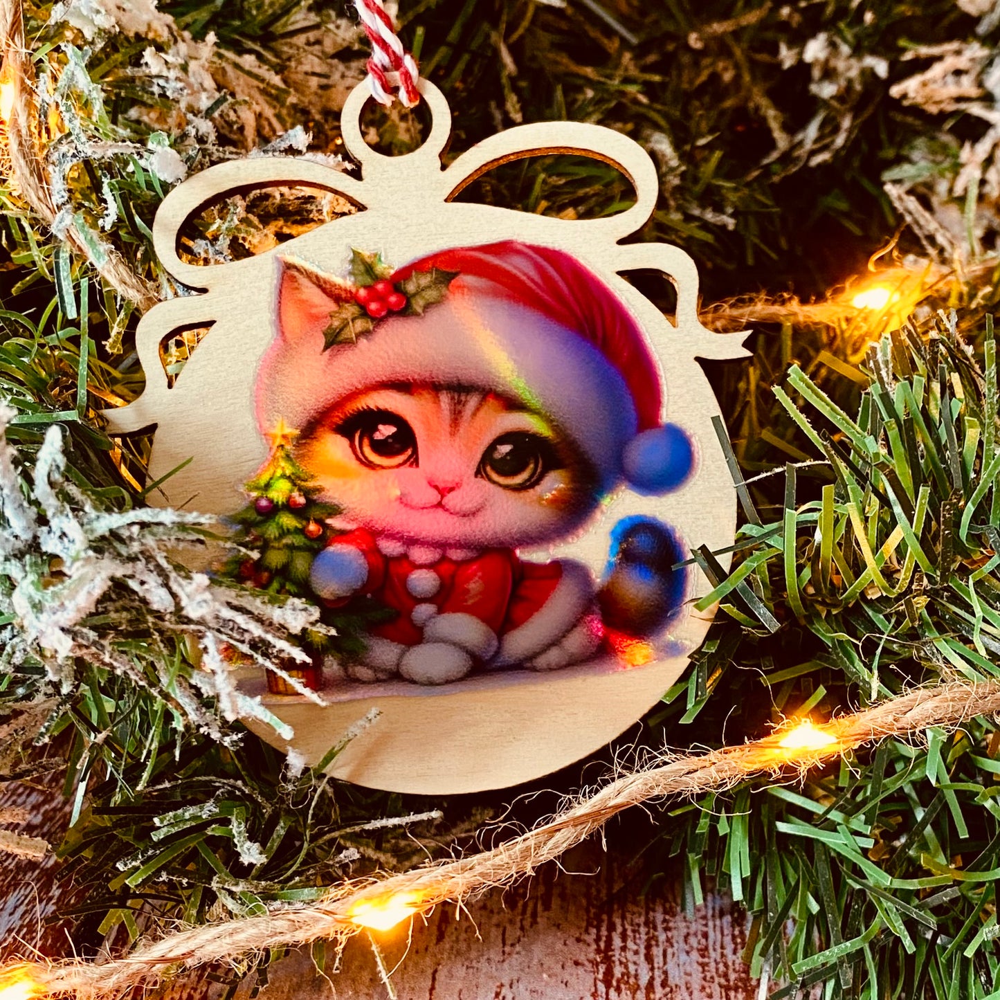 NOËL | Boule de Noël en bois | Holographique ☕🎄 | Grav' & Vous