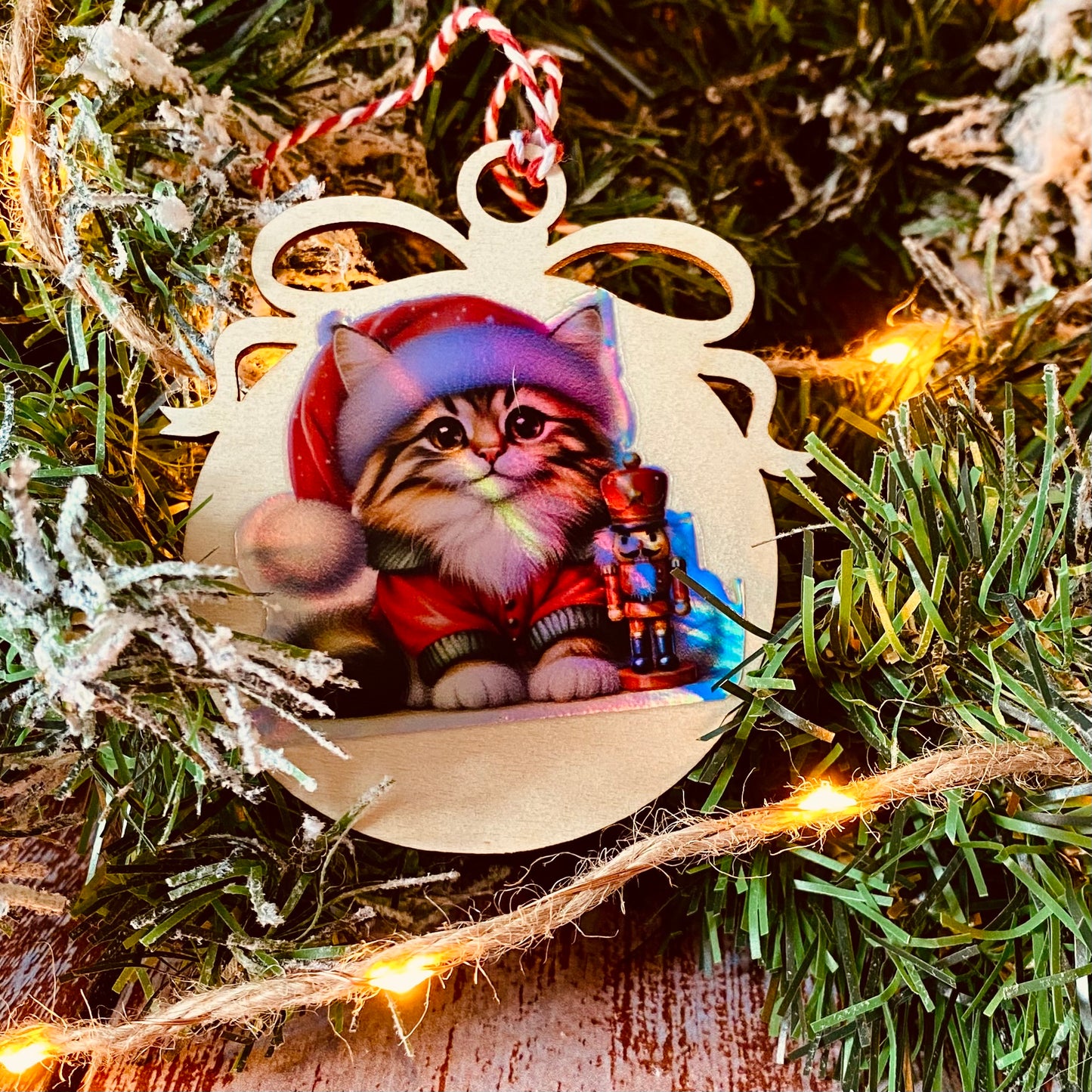 NOËL | Boule de Noël en bois | Holographique ☕🎄 | Grav' & Vous