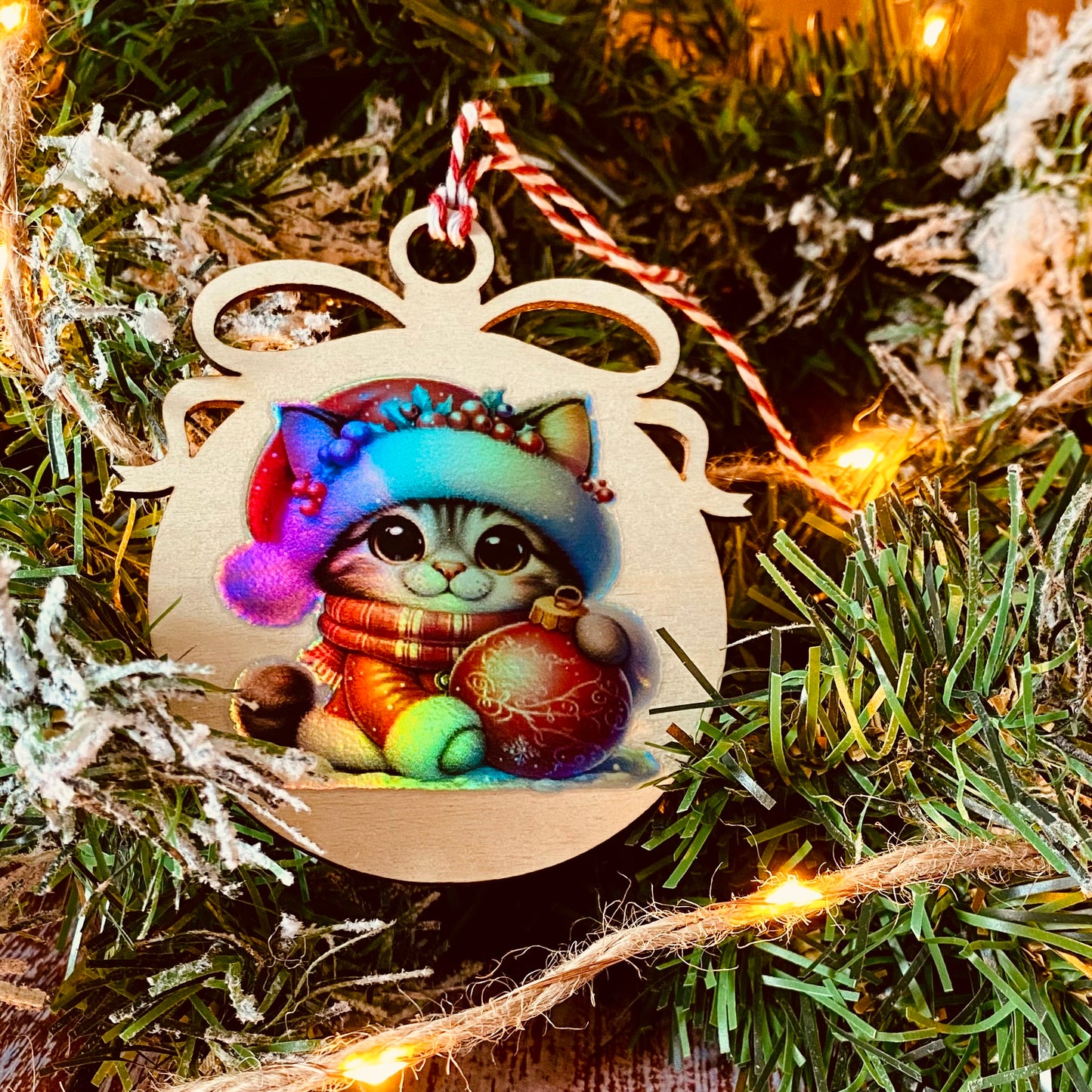 NOËL | Boule de Noël en bois | Holographique ☕🎄 | Grav' & Vous