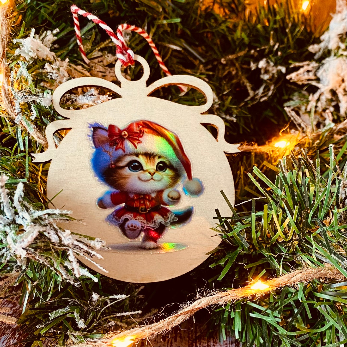 NOËL | Boule de Noël en bois | Holographique ☕🎄 | Grav' & Vous