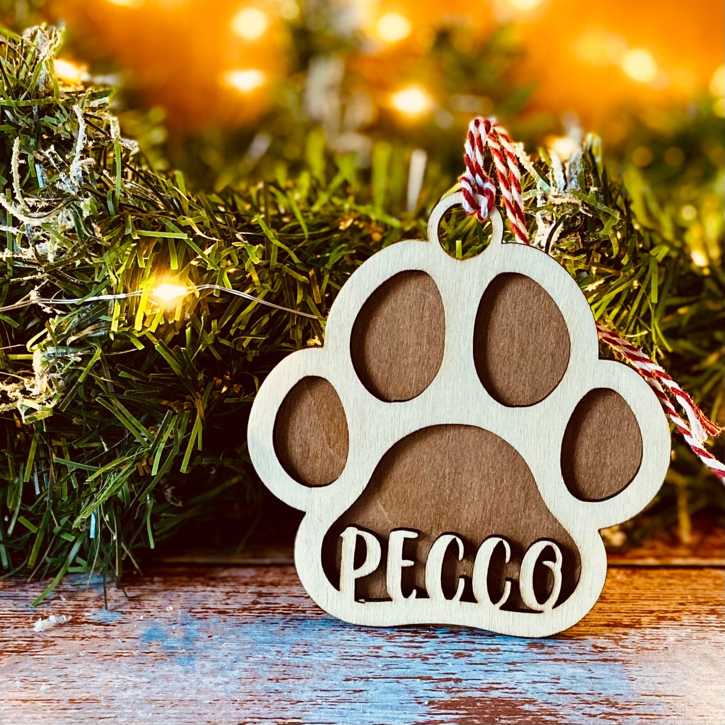 NOËL | Boule de Noël patte personnalisée | Personnalisable