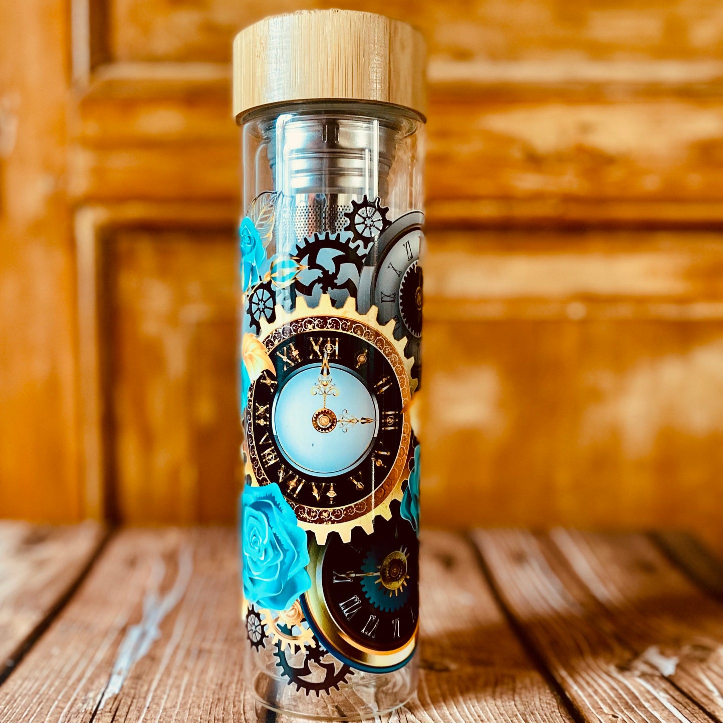 Bouteille à thé double paroi 450 ml | Édition Steampunk | Grav' & Vous