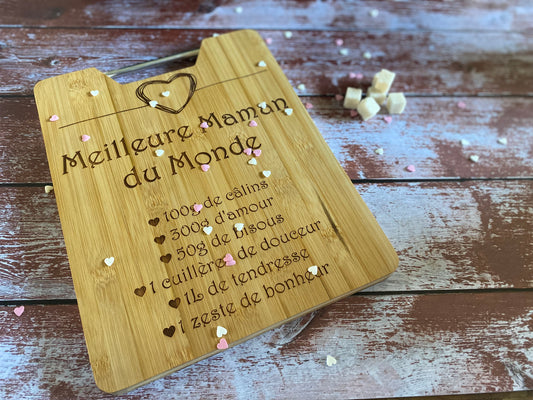 planche à découper en bambou gravée "Meilleure Maman du Monde"