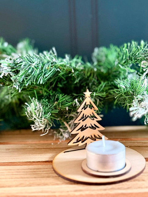 Photophore en bois | Sapin de Noël | Grav' & Vous