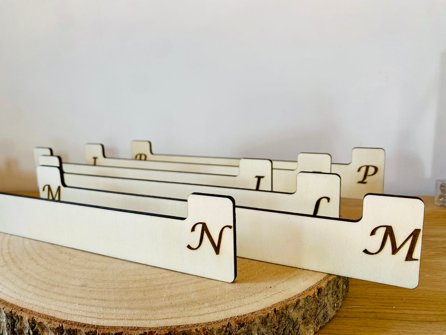 séparateurs en bois personnalisés avec lettres, pour collection de vinyles