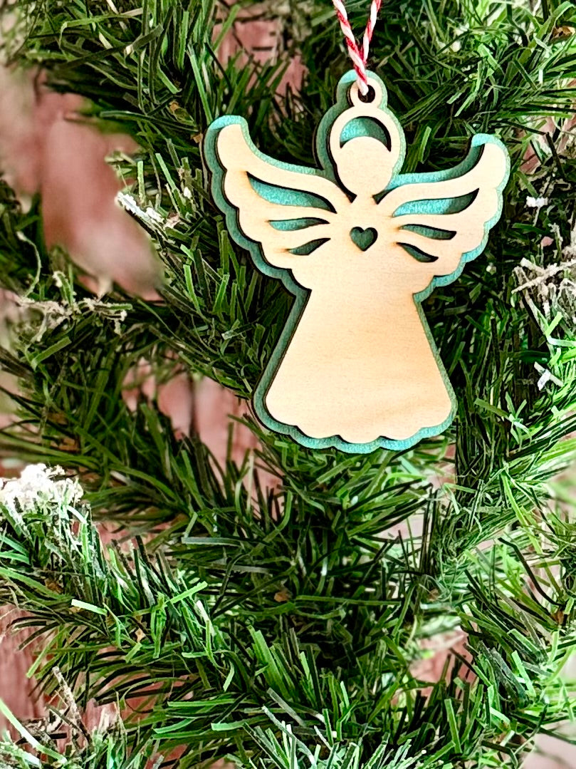 Boule Noël Ange en Bois et couleur | Grav' & Vous