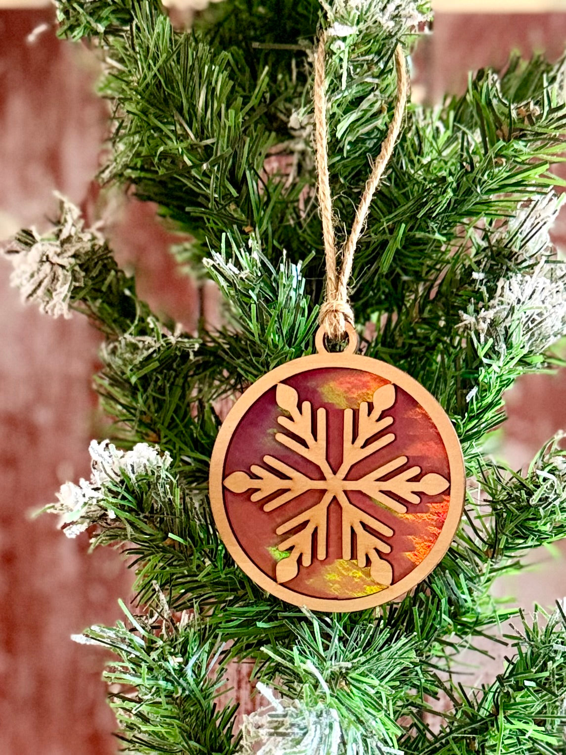 Boule de Noël en bois | Flocon | Grav' & Vous