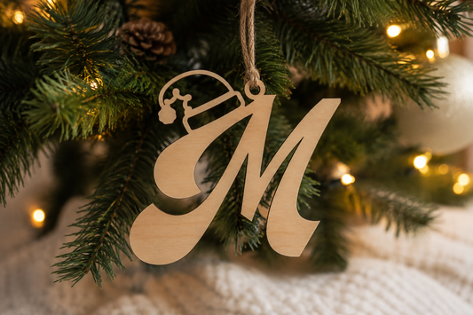 Boule Noël en Bois - Lot de 5 Suspensions lettre - Grav & Vous