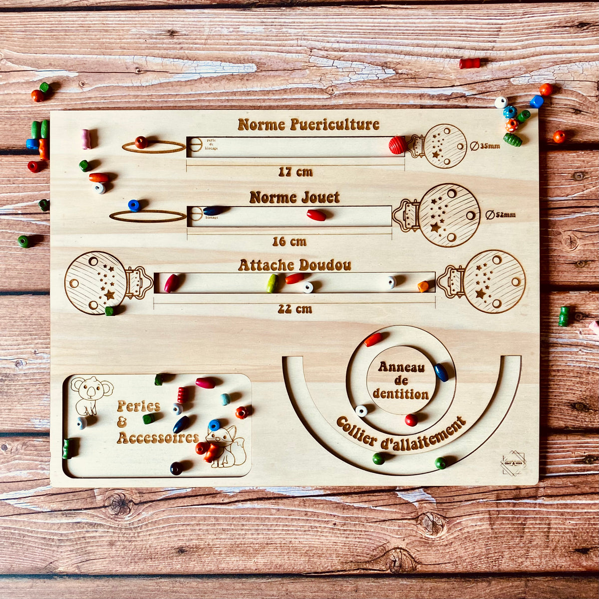 planche gabarit attache tétine doudou anneau dentition